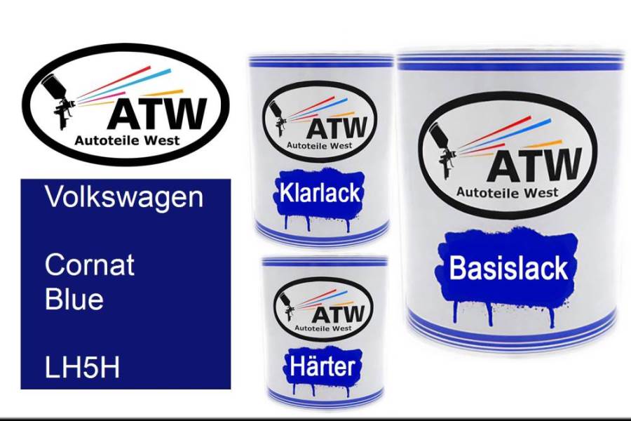 Volkswagen, Cornat Blue, LH5H: 1L Lackdose + 1L Klarlack + 500ml Härter - Set, von ATW Autoteile West.